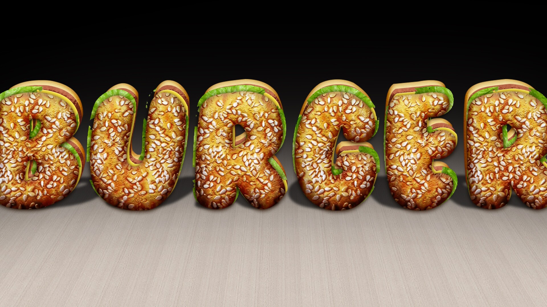 3D汉堡特效文字PS样式