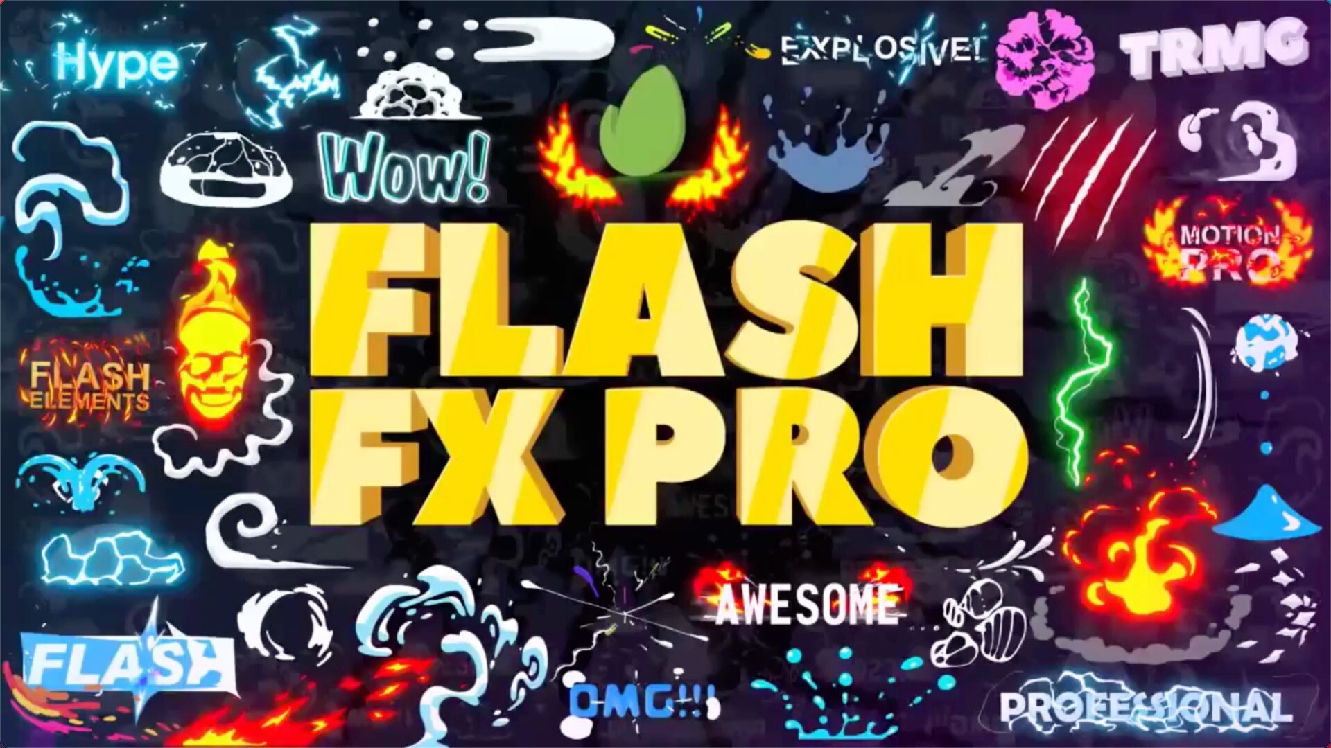 PR脚本预设动漫火焰能量文字标题LOGO转场MG动画元素包 Flash FX Pro For Premiere