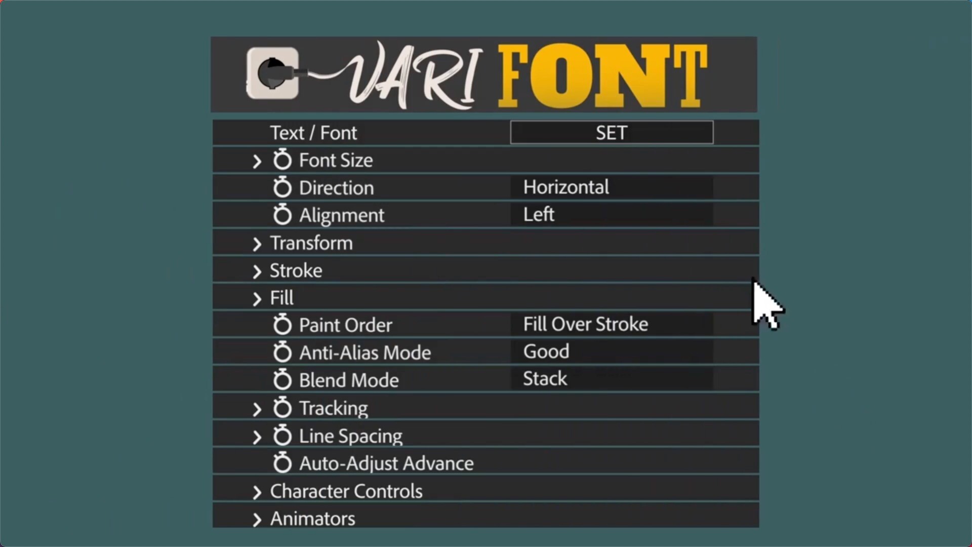 AE插件:VariFont for Mac(字体控制变换工具 )