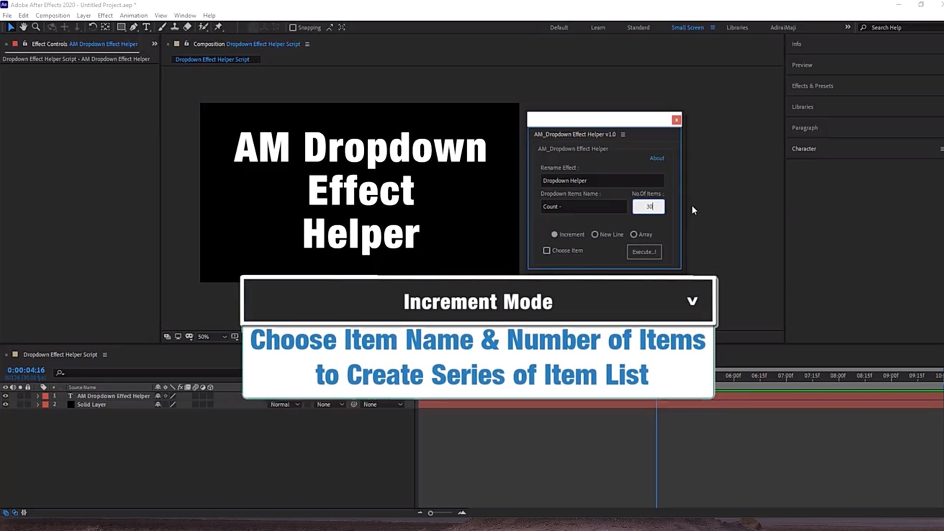 AE脚本：给图层添加下拉菜单控件AM Dropdown Effect Helper