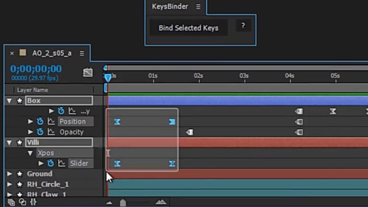 AE插件KeysBinder一键快速整合简化关键帧整体控制工具