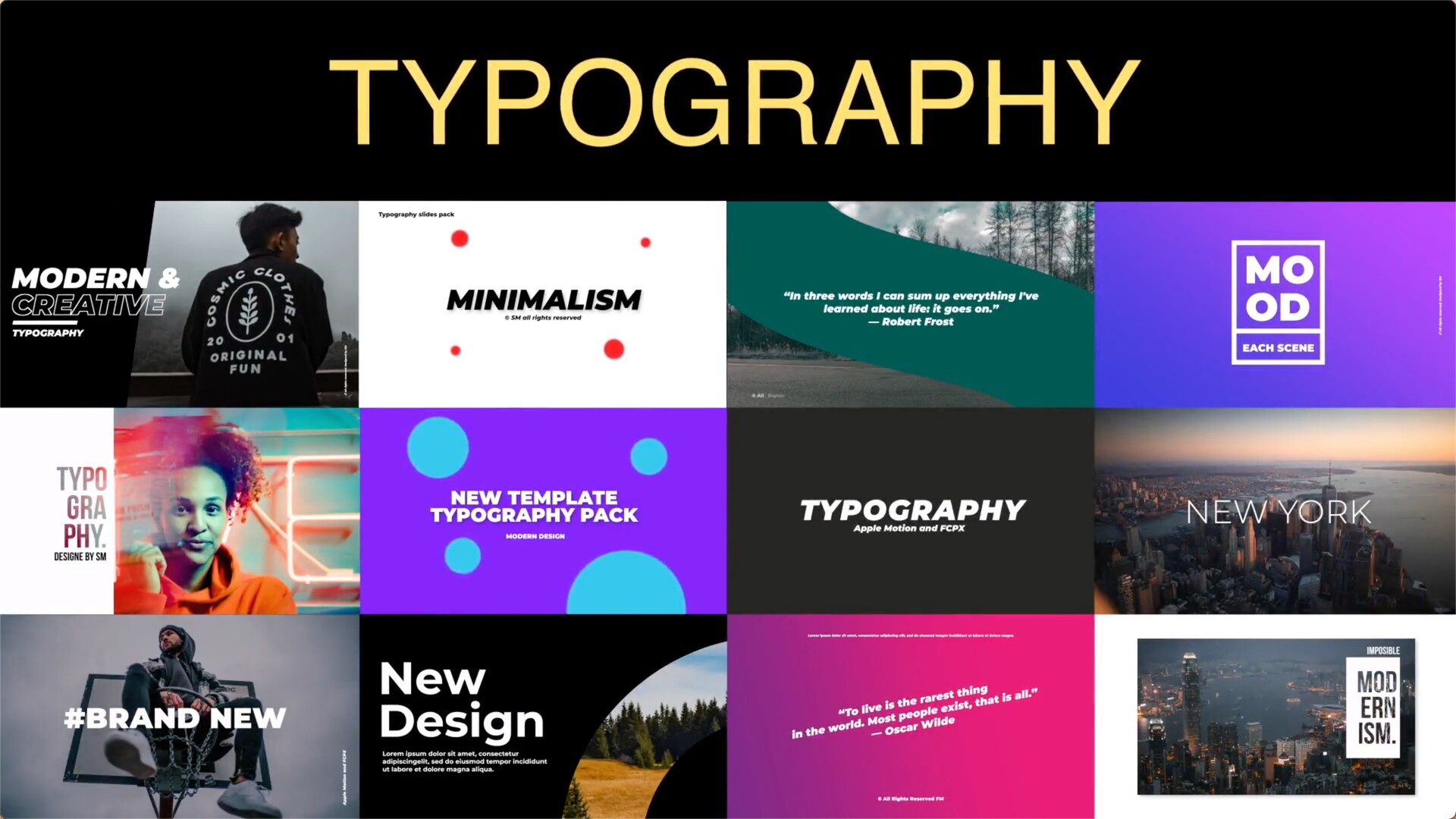 FCPX插件Typography Slides时尚文字标题图片字幕排版动画 