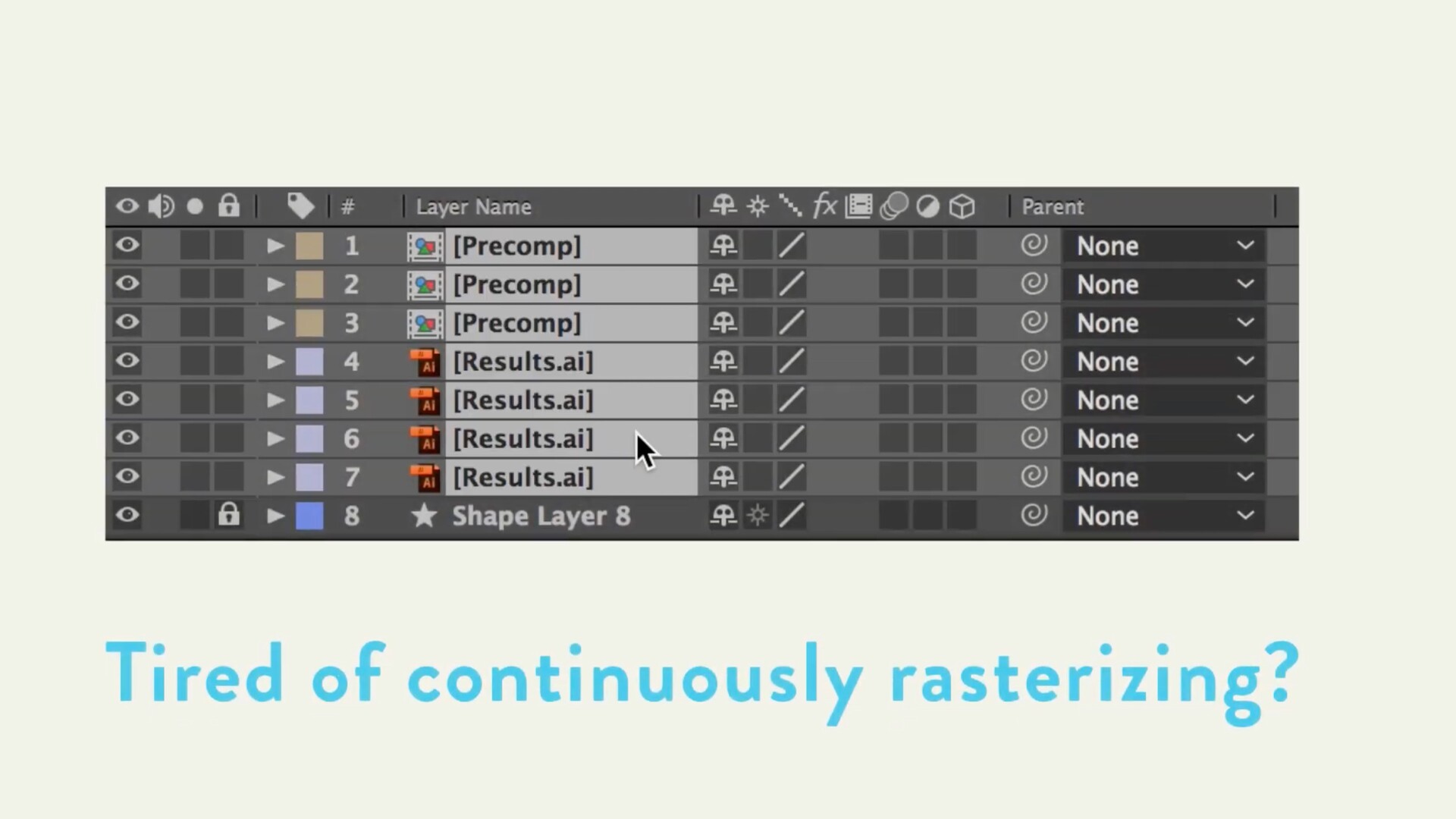 AE脚本-图层折叠变换连续栅格化快速批量操作 RasterFast 