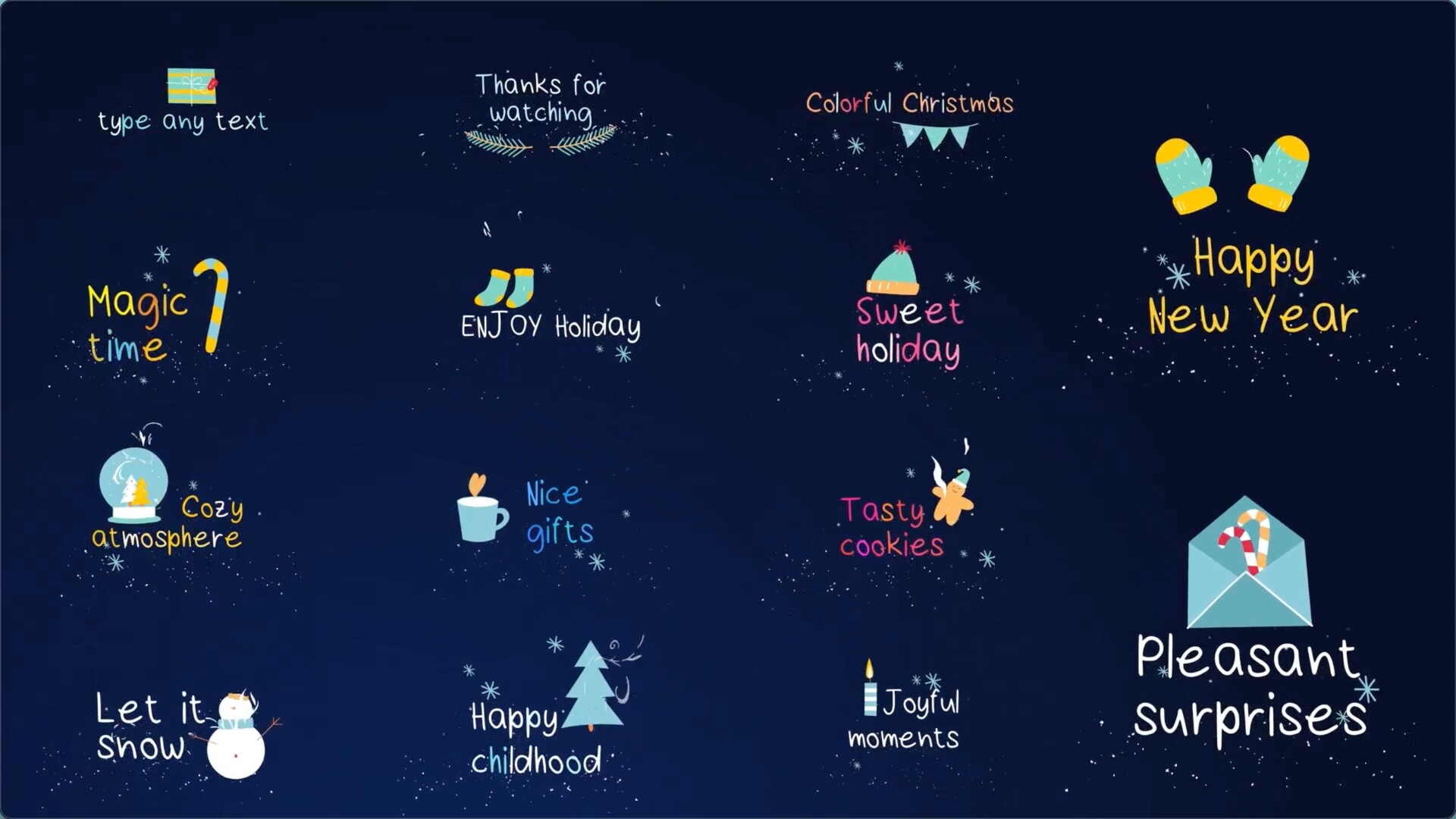 FCPX插件：雪花粒子圣诞节文字标题动画Colorful Christmas Titles