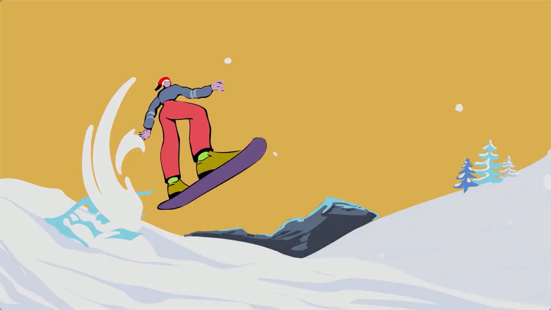 FCPX插件-2种酷炫冬季卡通MG动画滑雪板元素LOGO开场动画Snowboard Logo Pack