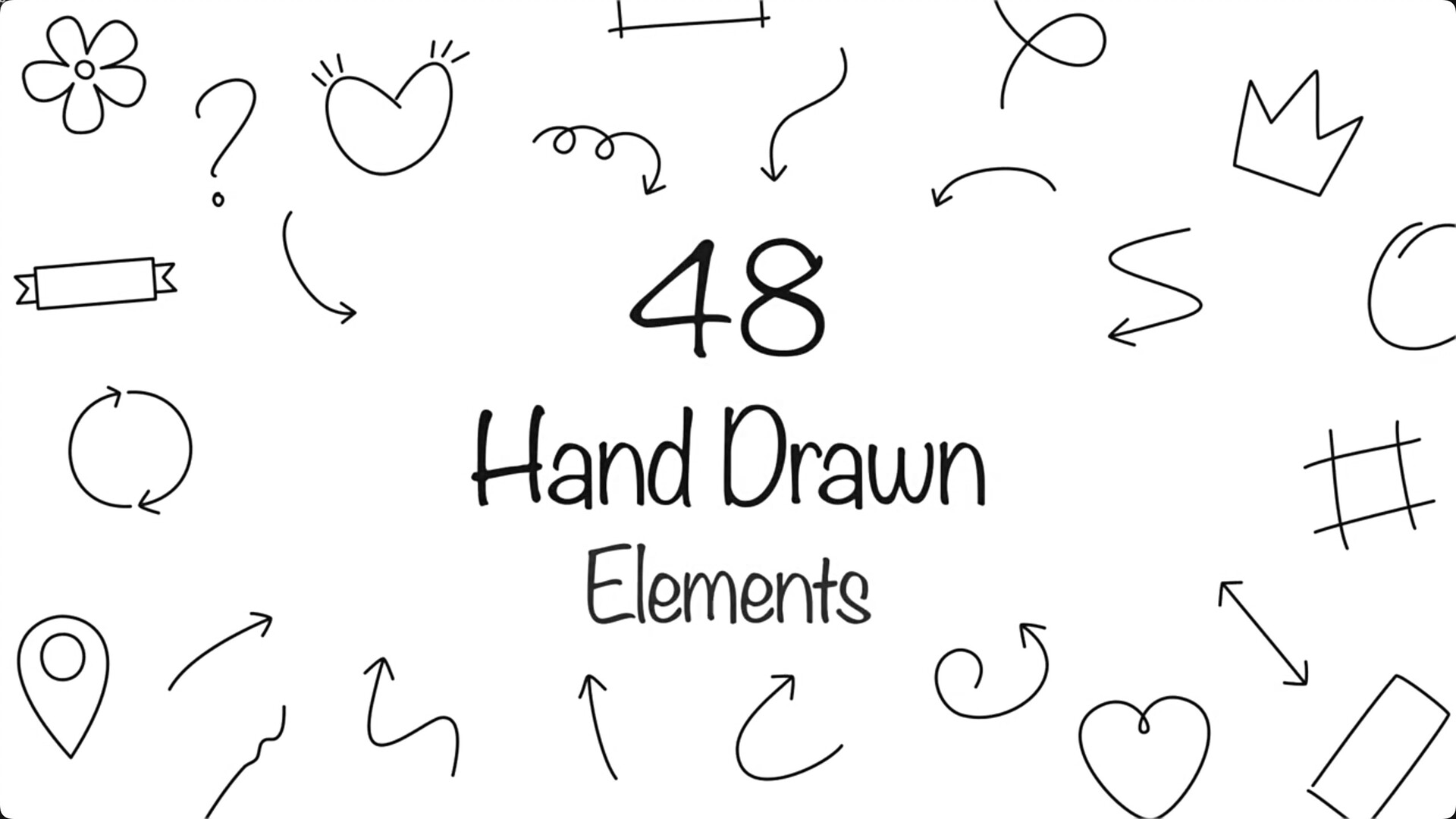 FCPX插件-48种创意手绘线条图形标注元素动画 Hand Drawn Elements