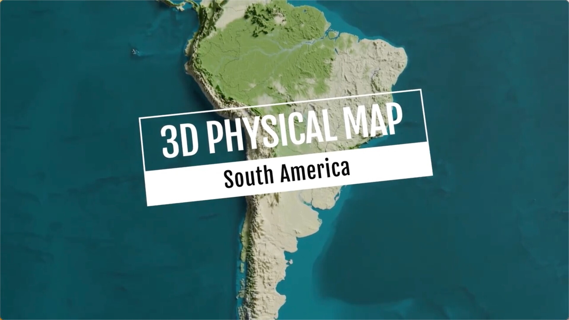 FCPX插件：南美洲3D图素材3D Physical Map South America