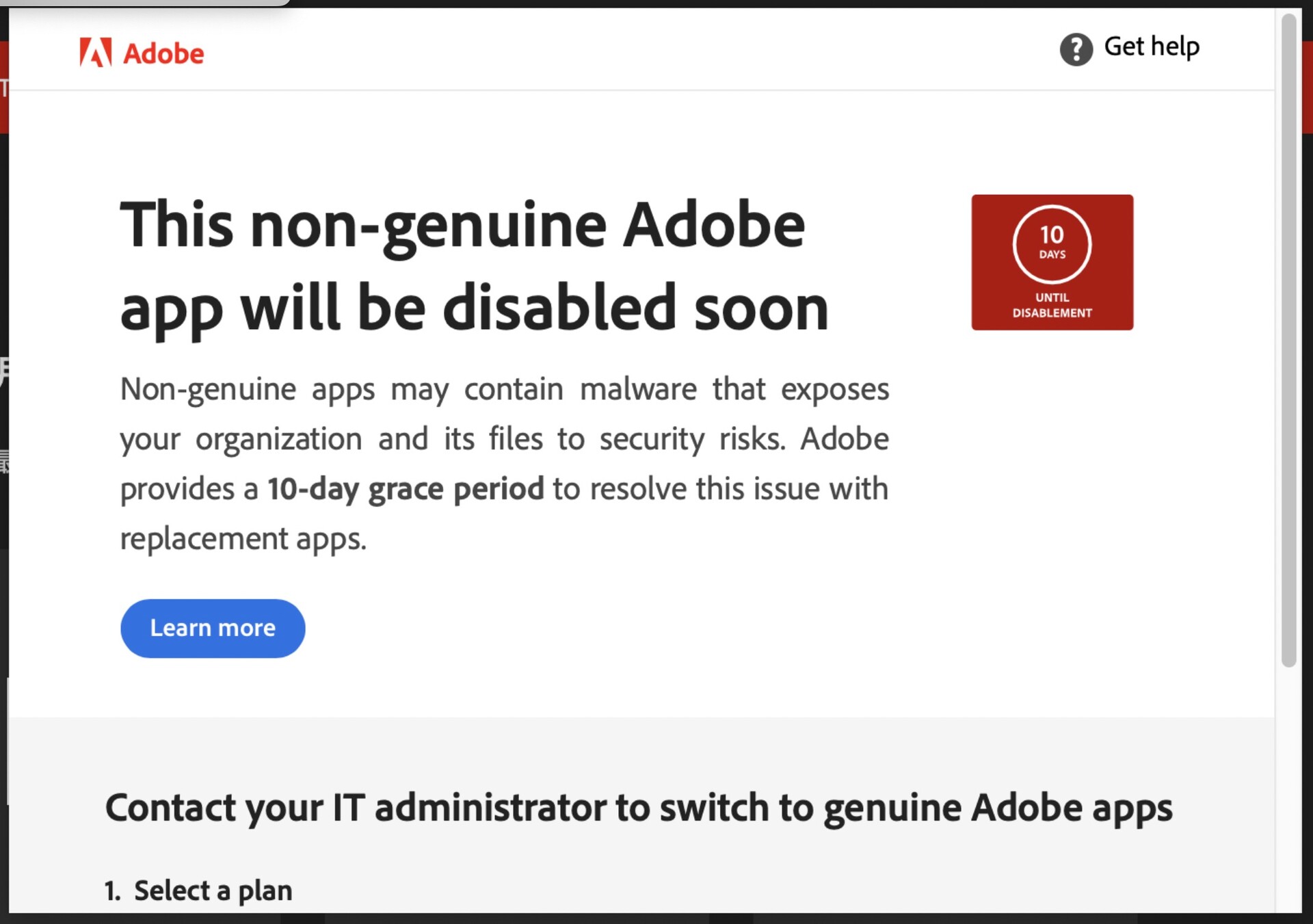 运行Adobe应用提示非正版This non-genuine Adobe app has been disabled soon解决方法