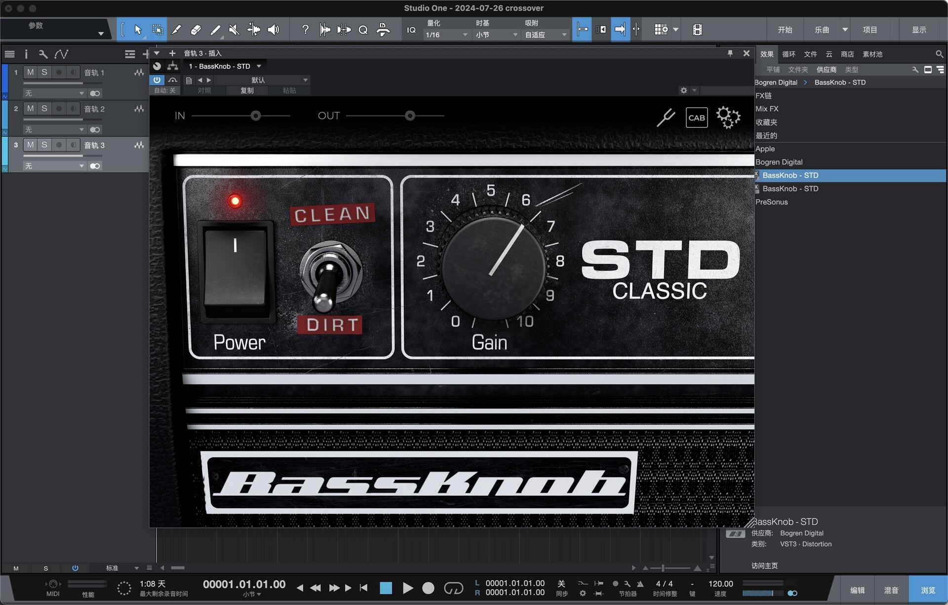 Bogren Digital BassKnob STD for mac(STD低音贝司效果器) 