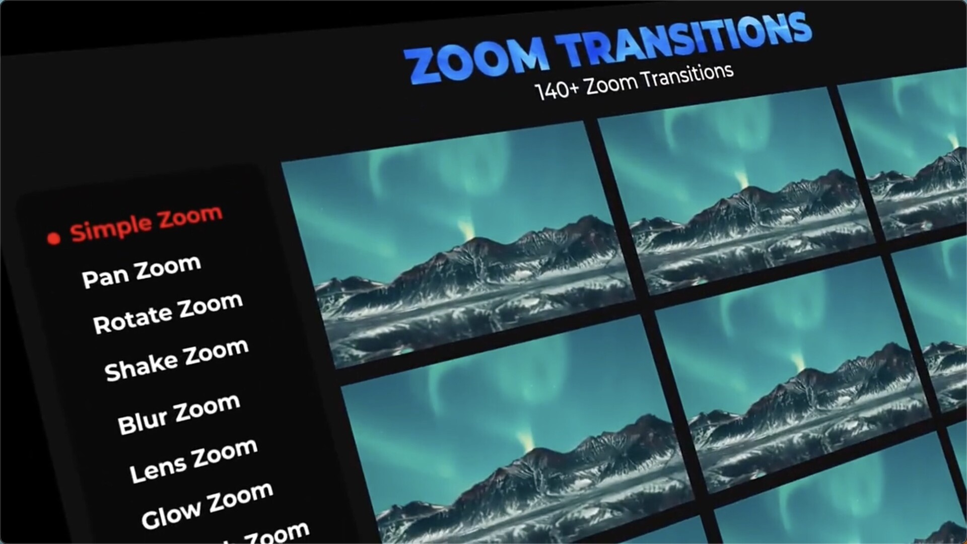 FCPX插件-136个终极多功能冲击缩放动态过渡无缝转场预设 Zoom Transition