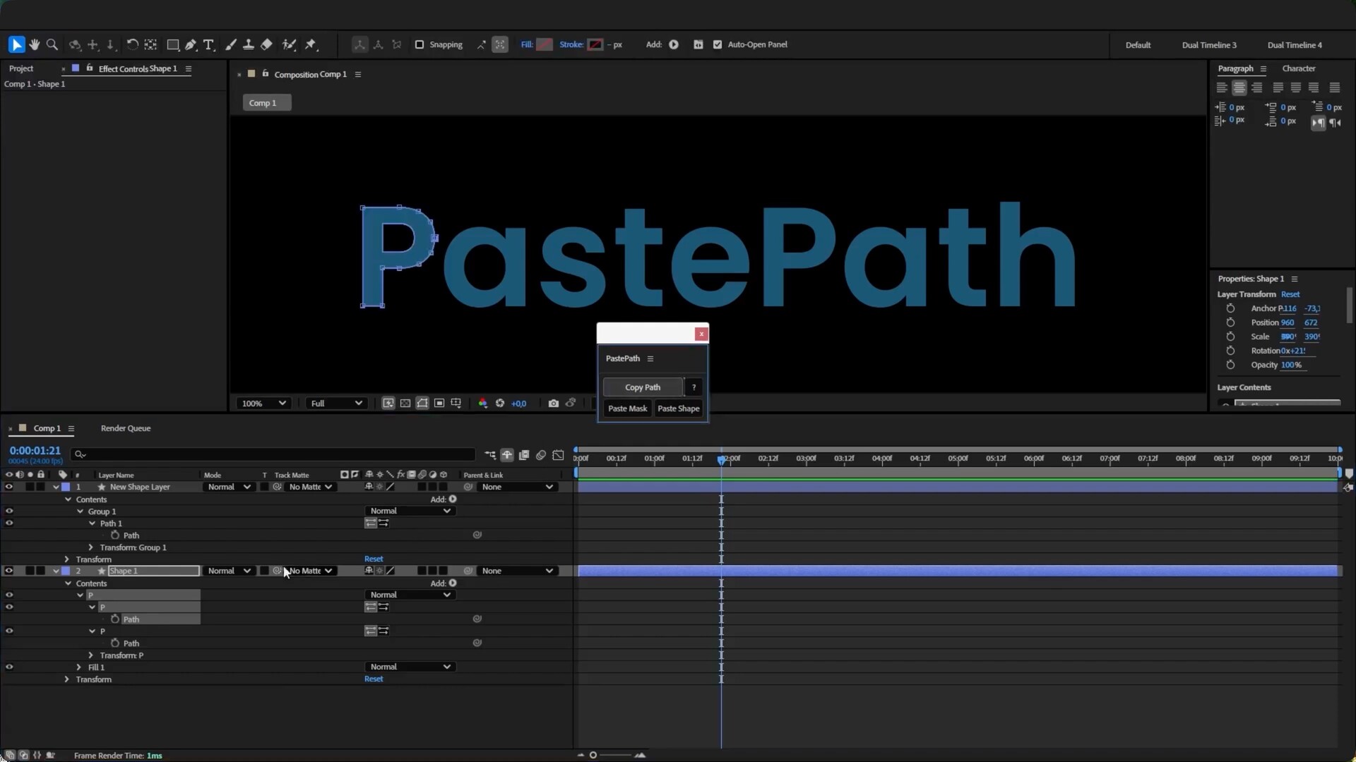 AE脚本-路径复制粘贴工具 PastePath for mac