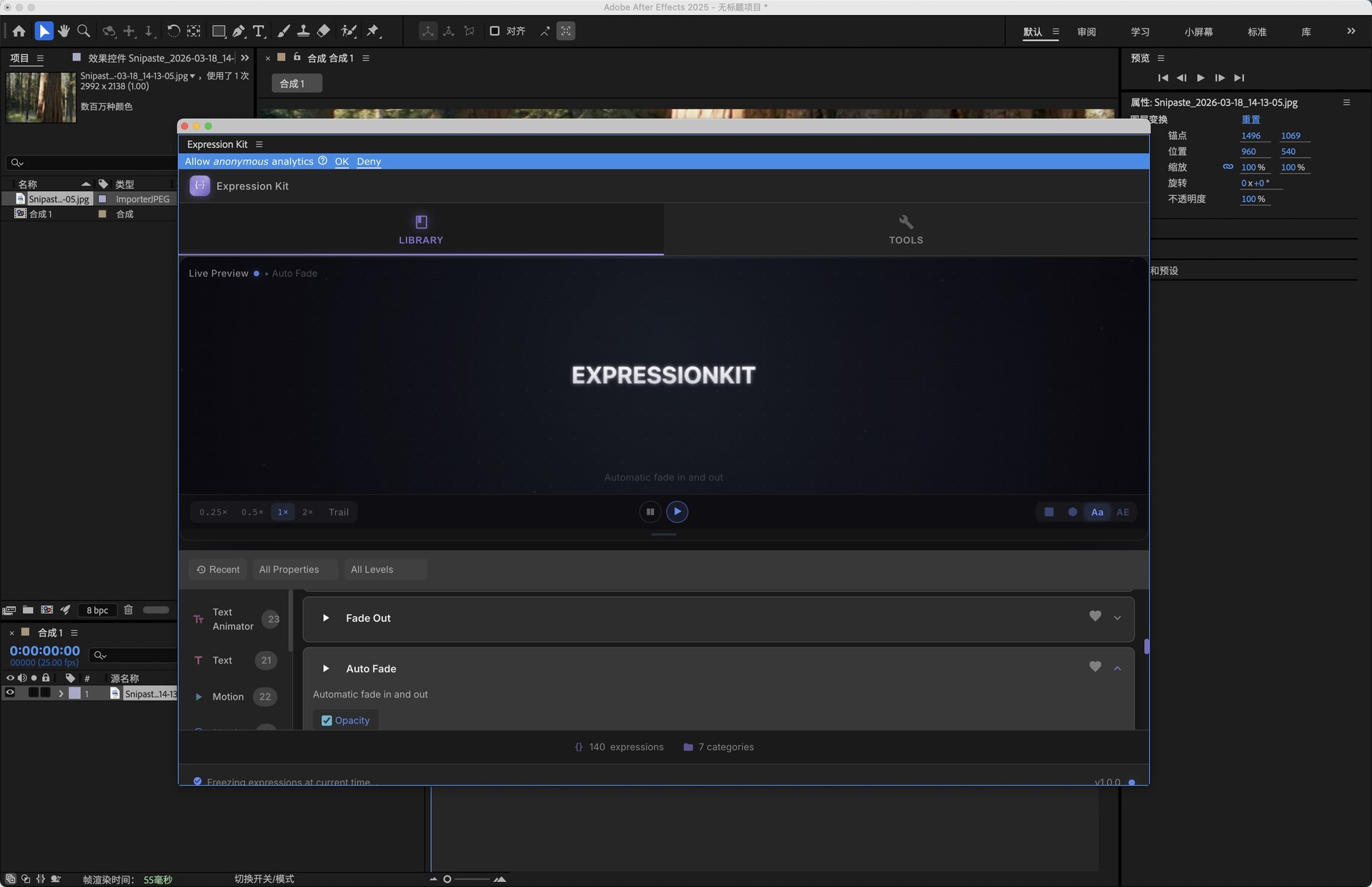 AE脚本-专业表达式预设工具包 Expression Kit 