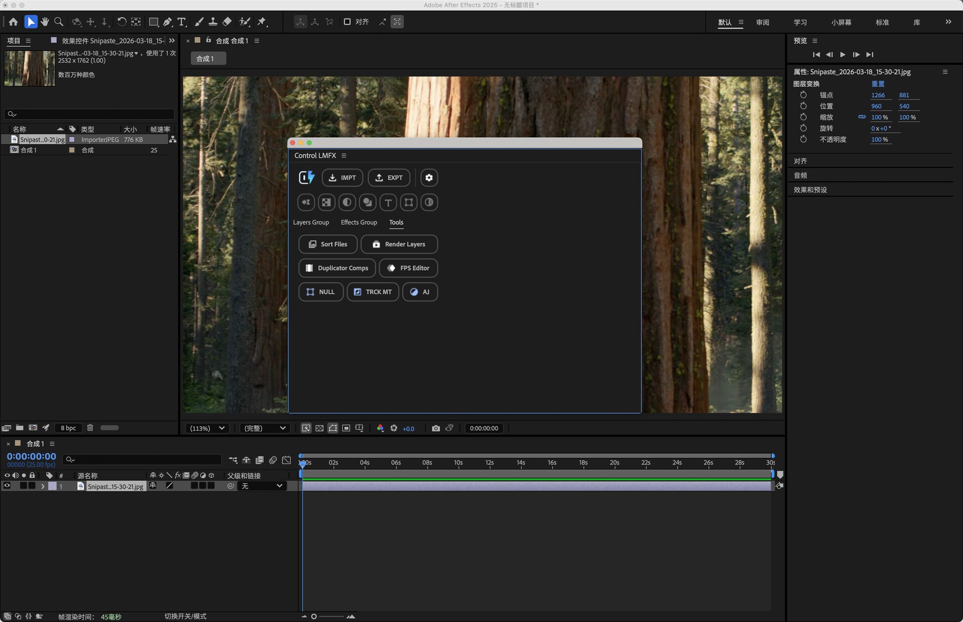 AE脚本-图层特效批量管理设置 Control LMFX 