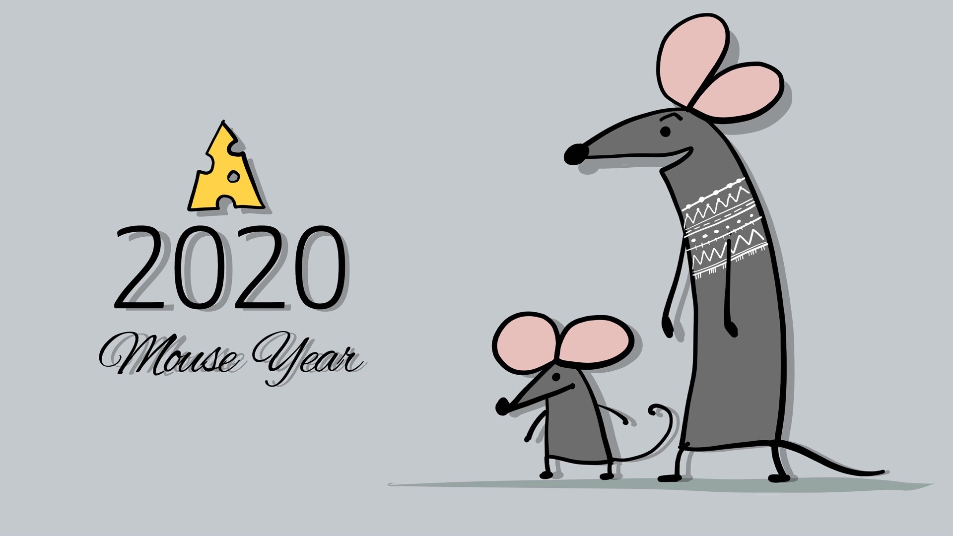 2020年有趣的老鼠家族新年动态壁纸