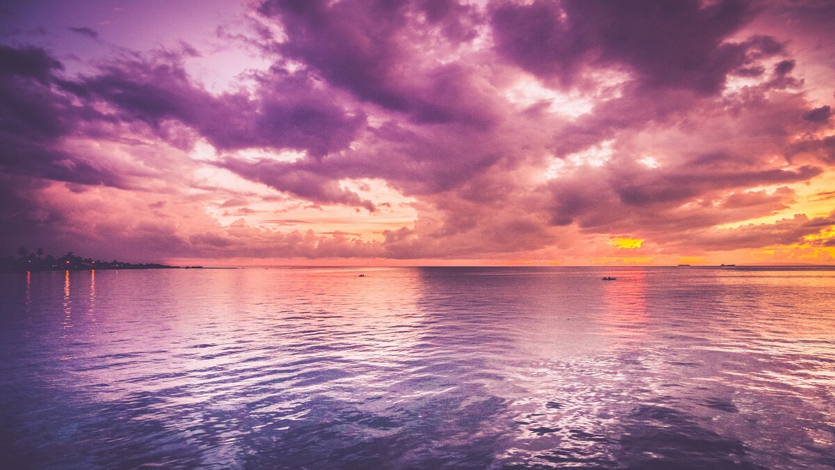 美丽的紫色海和粉红色的地平线日出 4k 海洋壁纸 地平线壁纸 日出壁纸 自然墙纸 紫色壁纸 高清壁纸 4k壁纸macsc
