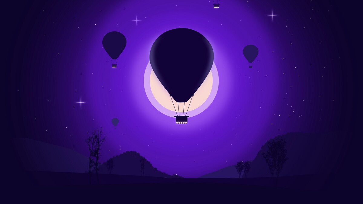 空气球夜月亮