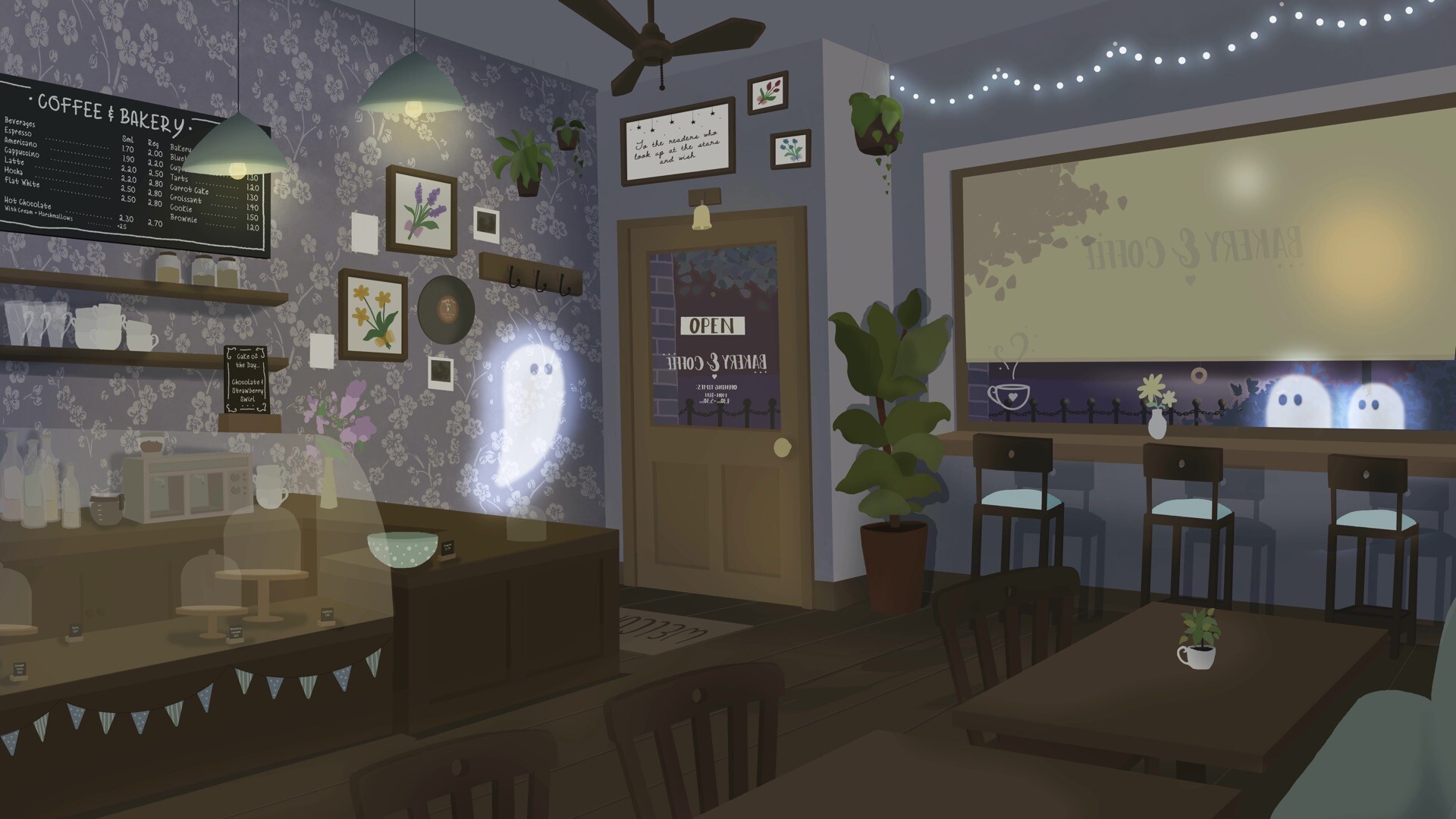 插画风格咖啡厅高清动态壁纸