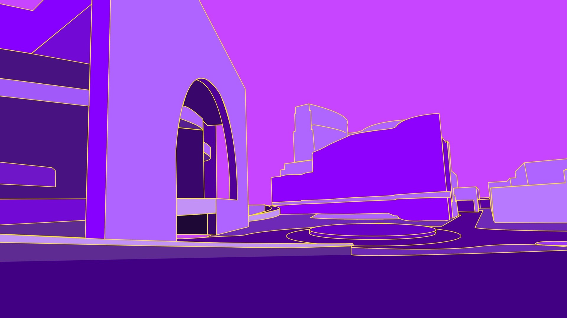 霓虹灯下的西格斯托姆Segerstrom Center Purple Neon高清壁纸