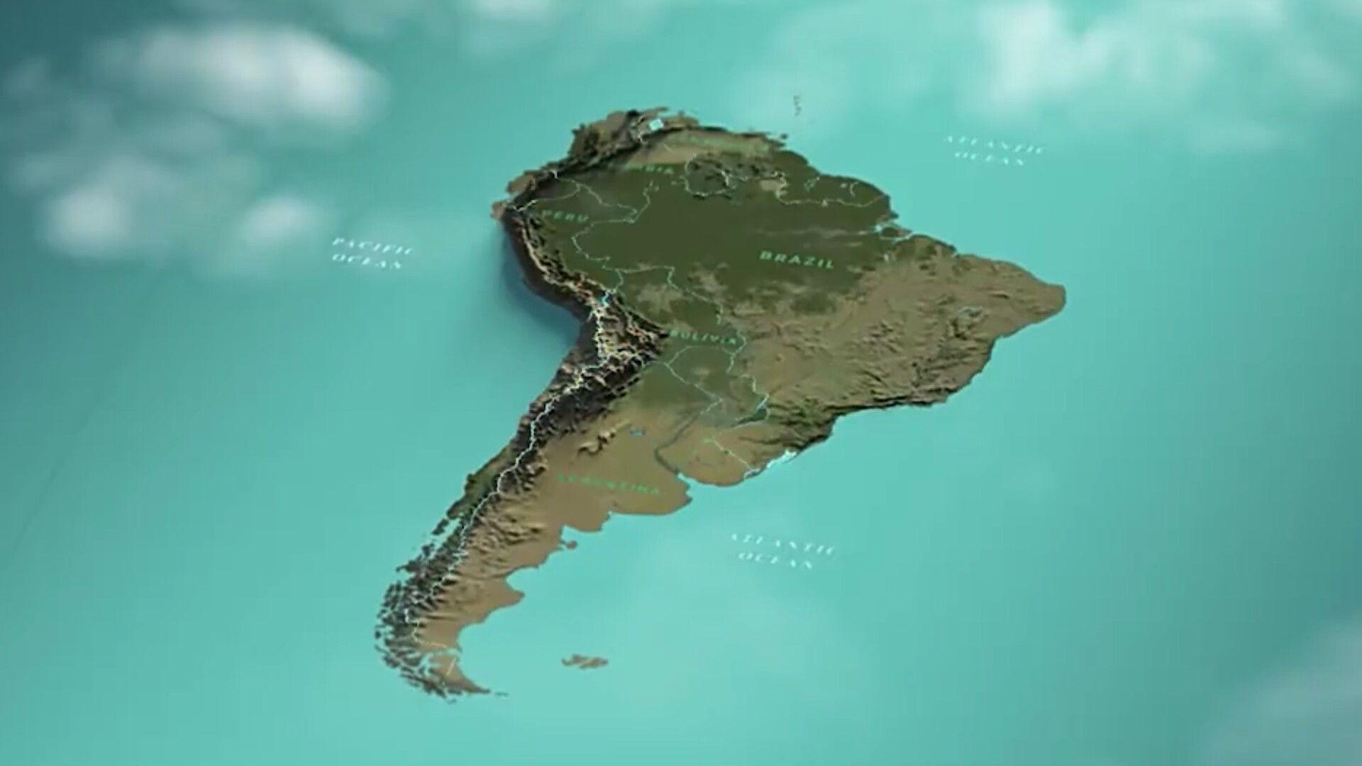 FCPX插件:地图坐标定点路径连线动画South America Map FC