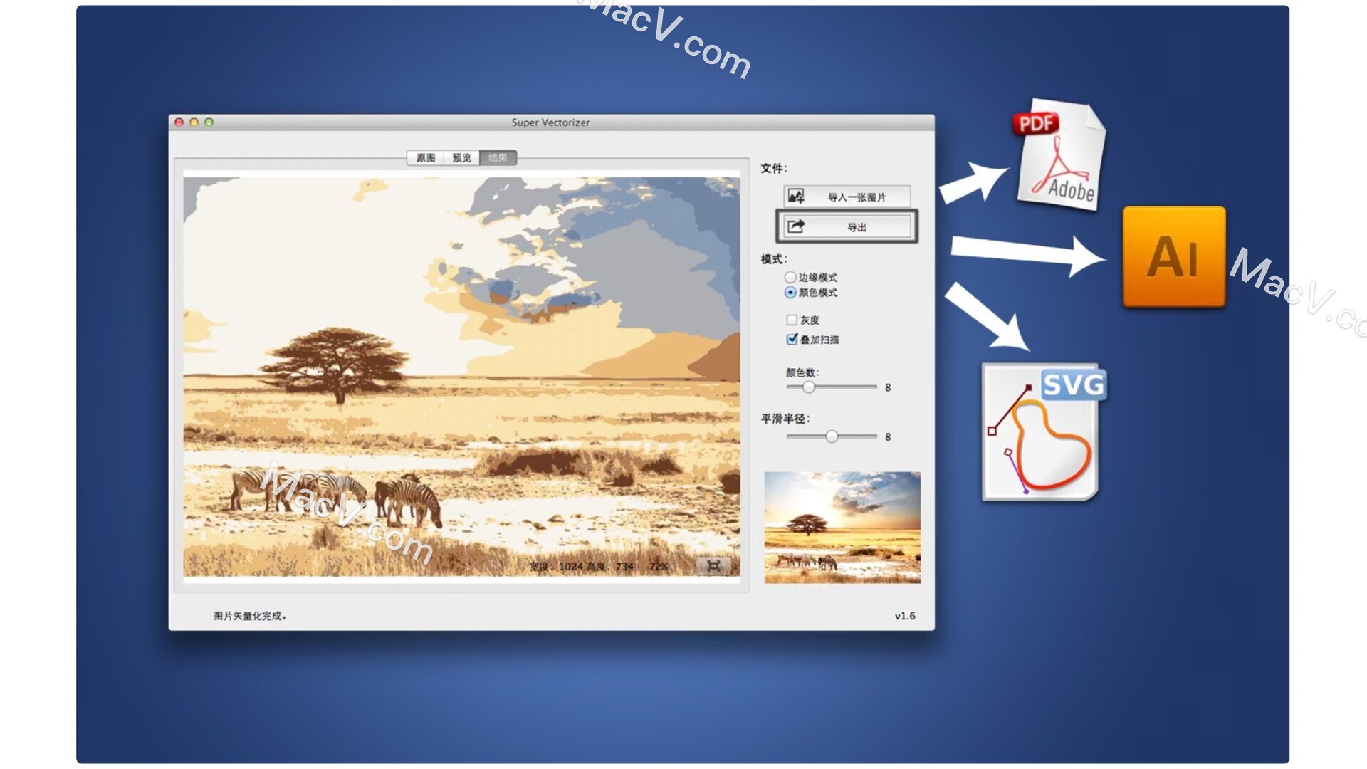 位图转矢量图Super Vectorizer-Super Vectorizer for Mac(位图矢量快速转换工具)下载