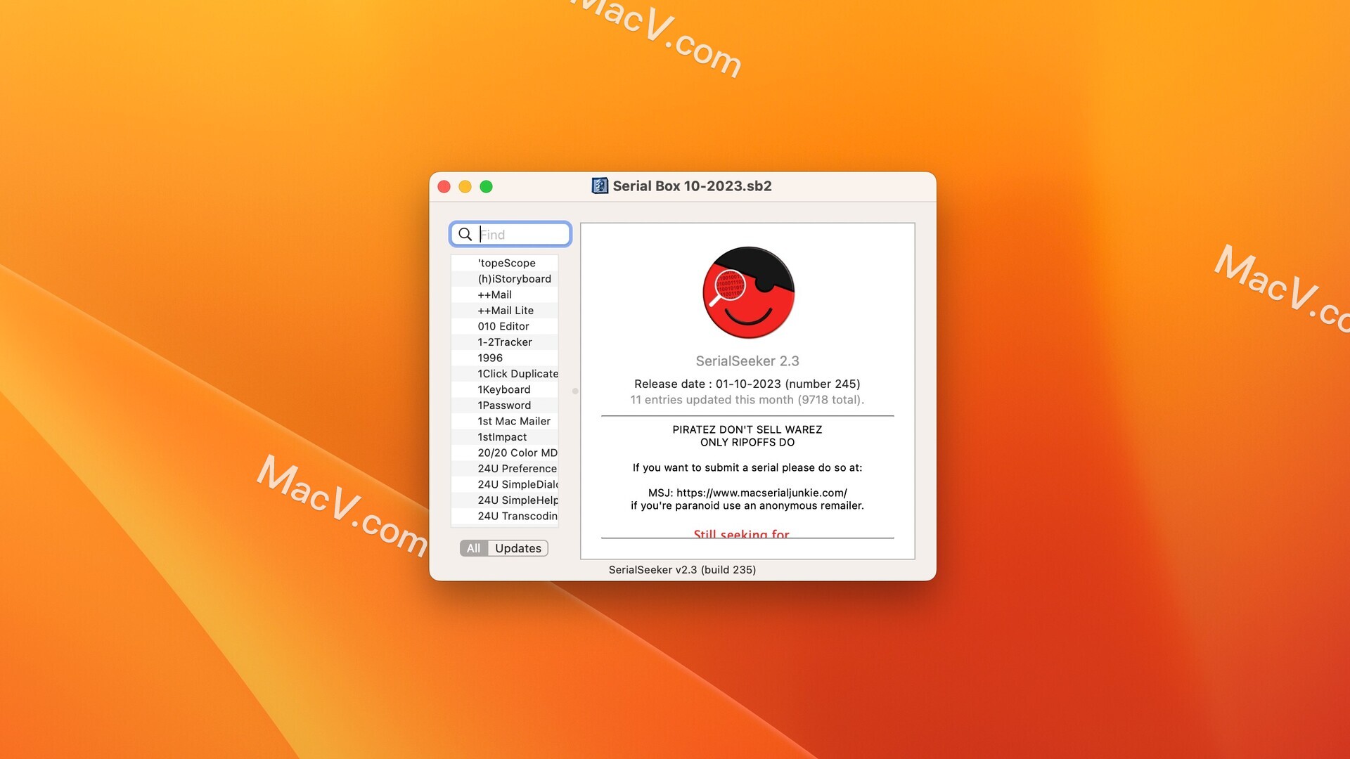 Serial Box破解-Serial Box for Mac(软件序列号查询软件)下载