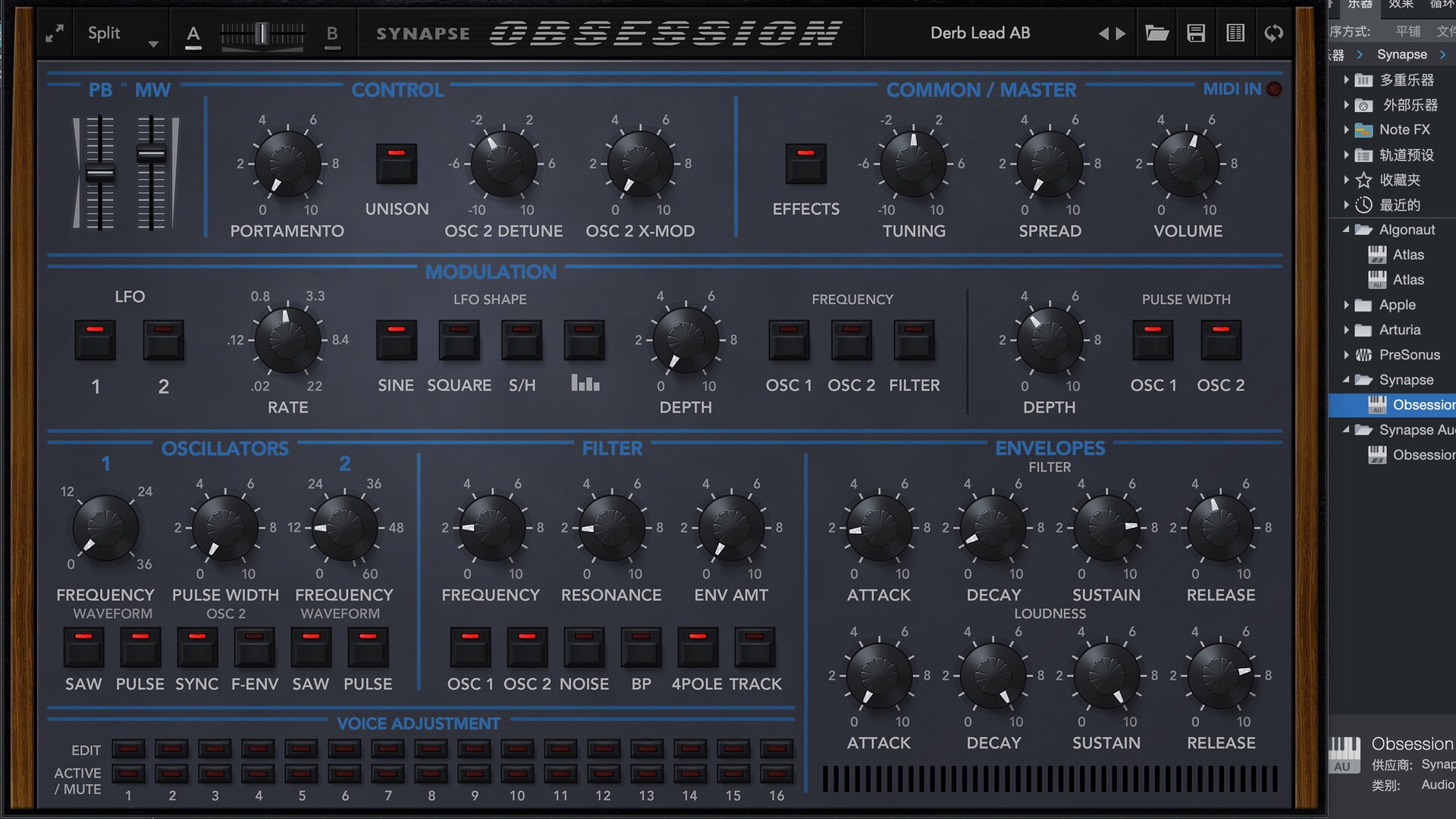Synapse Audio Obsession for mac(强大的老式合成器仿真插件)