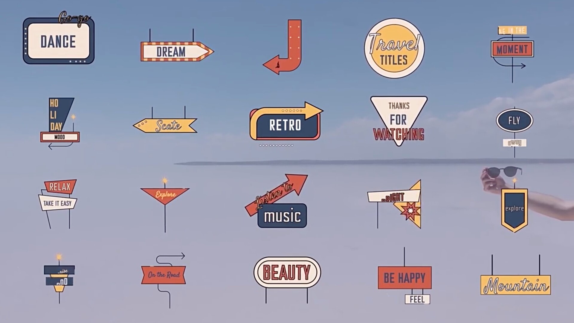 FCPX插件-20组可爱卡通路牌方向标志图形文字标题动画 Direction Sign Titles