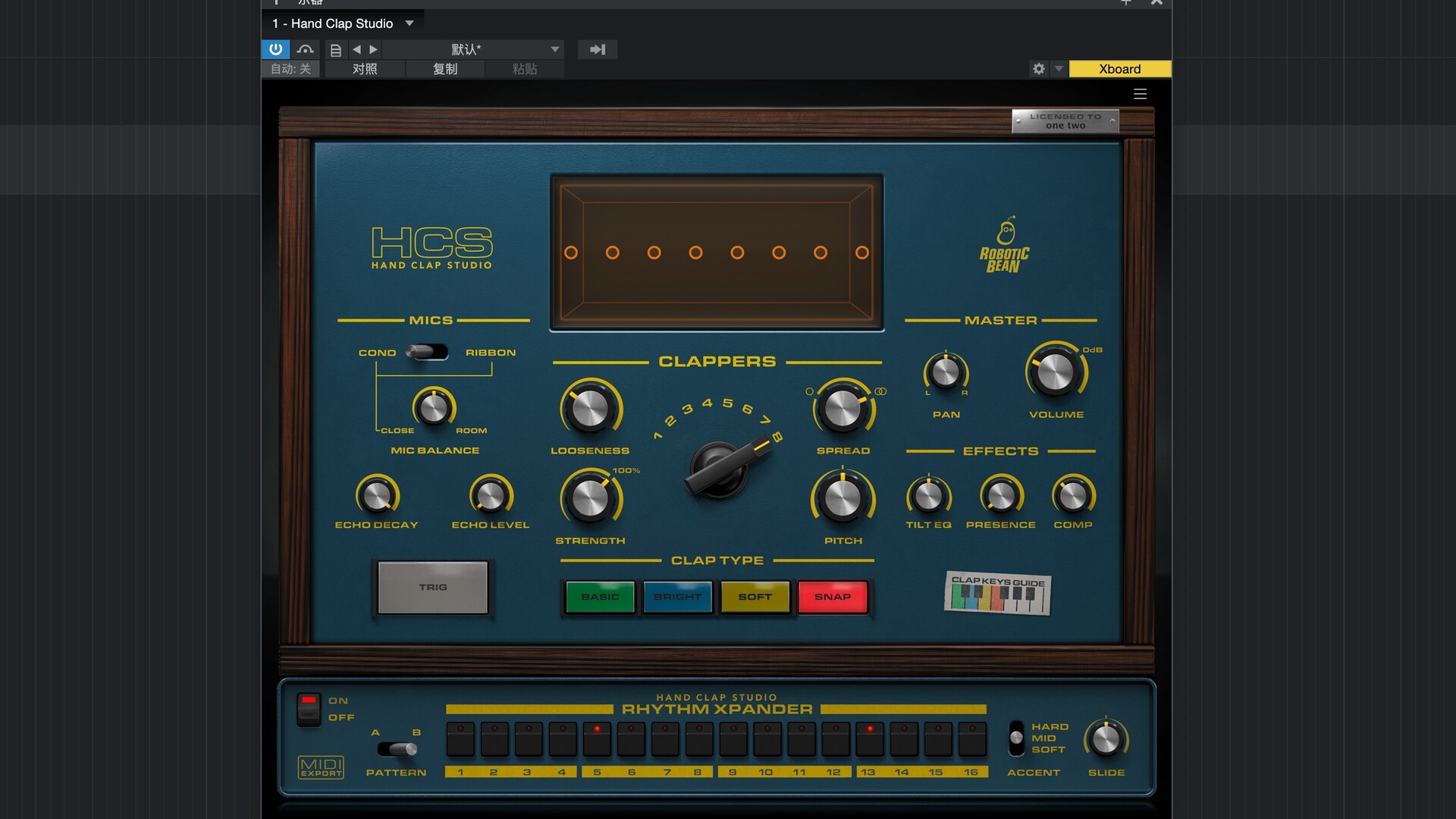 Robotic Bean Hand Clap Studio for Mac(模拟拍手响指插件) 