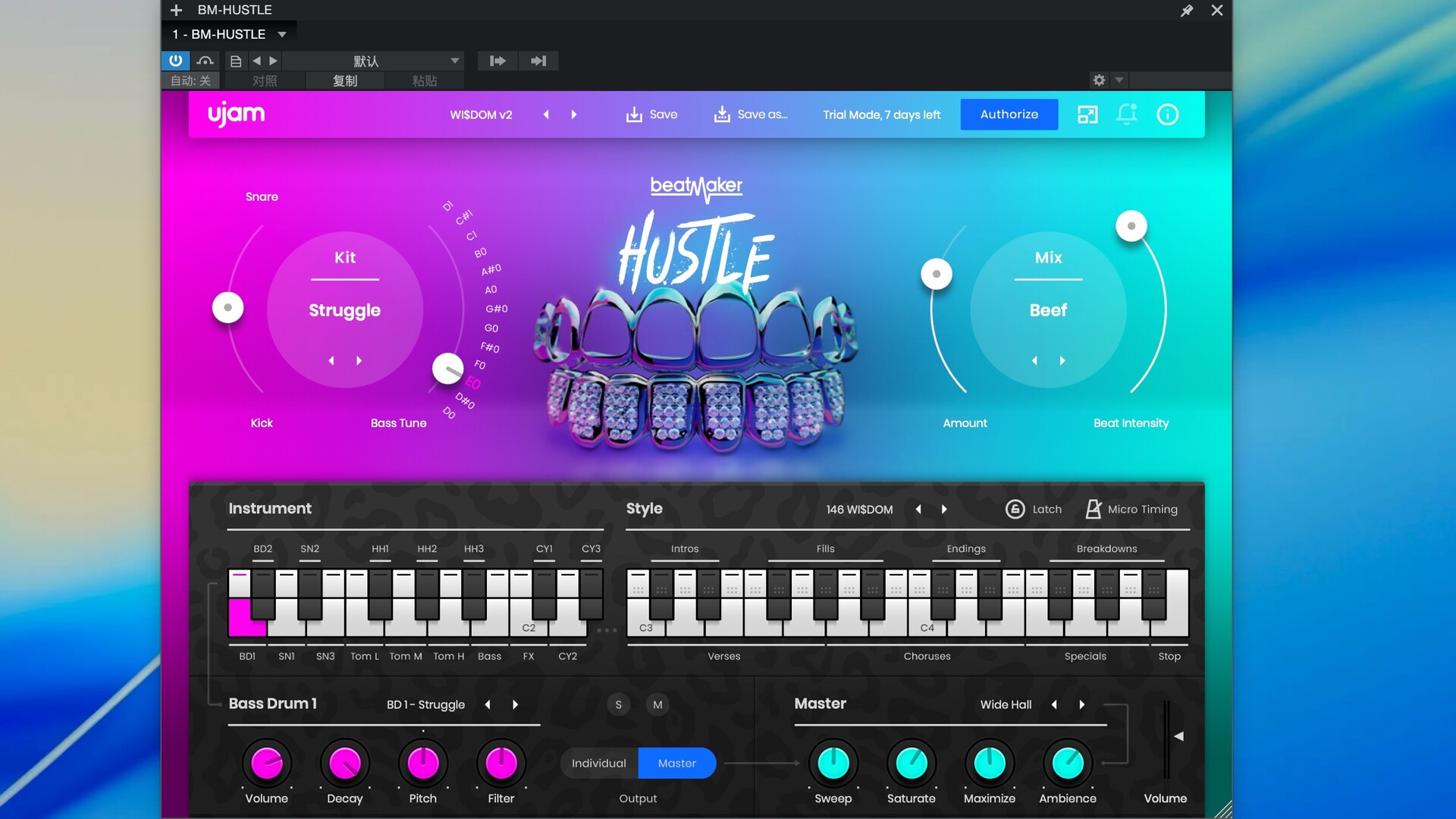 UJAM Beatmaker HUSTLE for Mac(低音效果插件) 