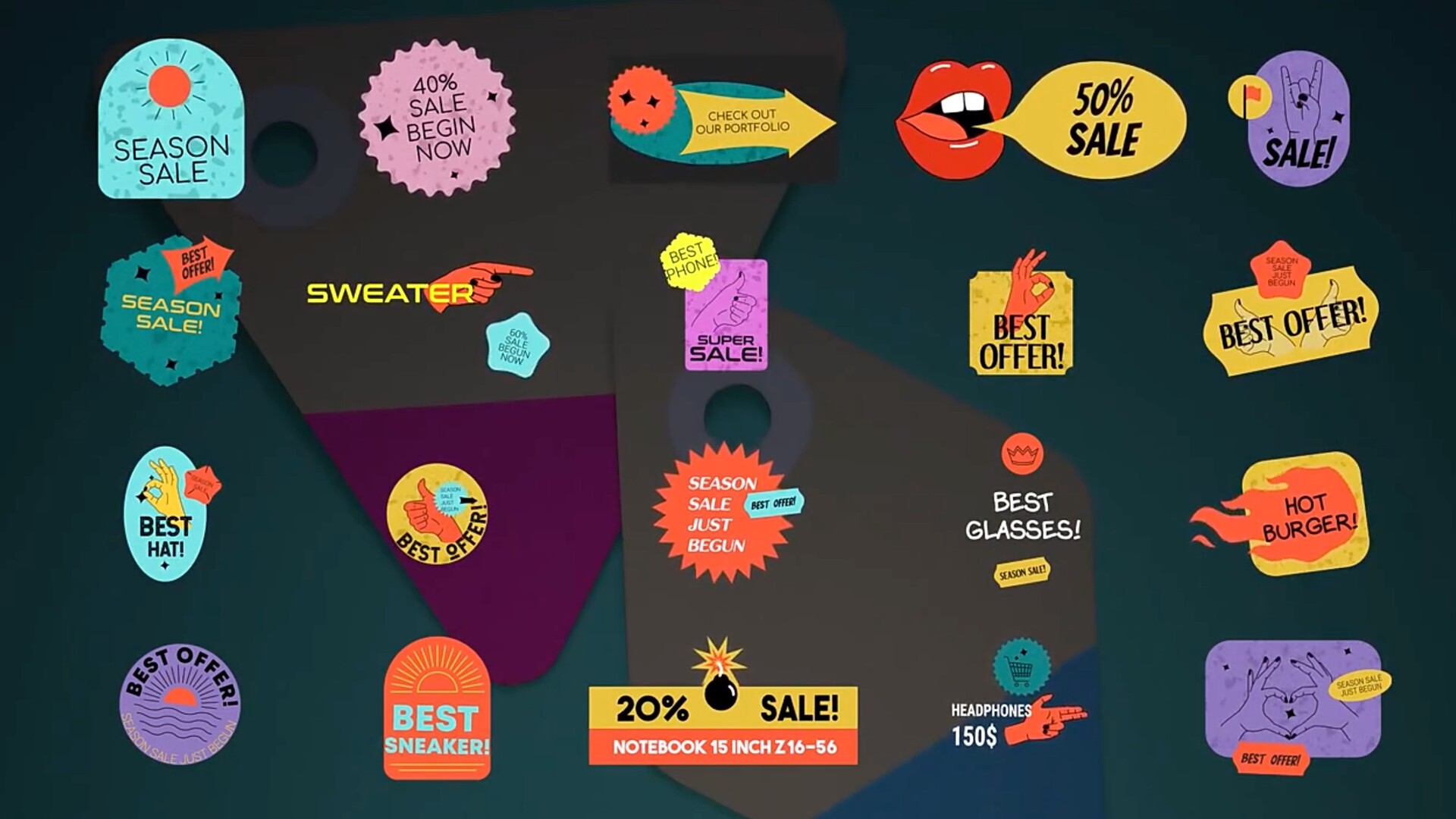 FCPX插件-20種商品打折促銷降價標簽貼紙標題動畫 Sticker Sale Titles